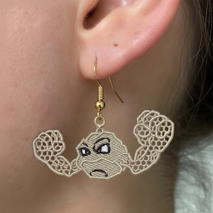 FSL Geodude Pokemon Earrings, Machine Embroidery Design, Geodude Embroidery File, Anime Jewelry Pattern, 3 sizes, Instant Download
