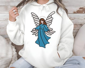 Diseño de bordado a máquina de ángel navideño, descarga instantánea