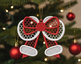 FSL Weihnachtsbogen-Stickerei, freistehende Spitzenohrring-Stickerei, 4 Größenstickerei digitaler Download