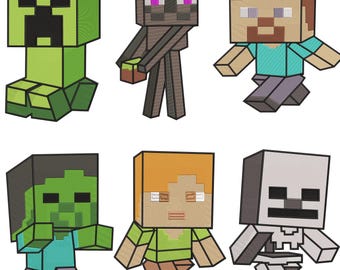 Stickerei Spiele Figuren, Spiel Stickmuster, Stickdatei Creeper, Skelett, Huhn Jockey, Gamer Maschinenstickerei