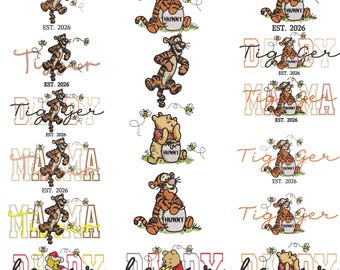 Tigger Stickdatei, Bär Mit Ballons und Blumen Stickerei (Instant Download) in 8 Größen