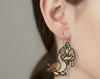 FSL FarFetch 'd Pokemon Ohrringe, Maschinenstickerei, FarFetch'd Stickdatei, Anime Schmuck Muster, 3 Größen, Instant Download