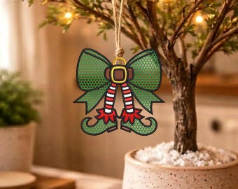 FSL Söt Jultomte med Rosett och Honungskaka Broderidesign (Digital Nedladdning) Storlek 4