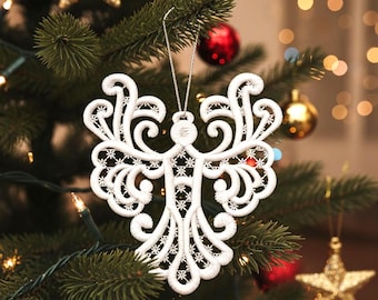 FSL Weihnachtsengel Stickdatei Spitze Stickmuster (Digitaler Download) 3size