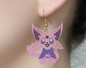 FSL Espeon Pokemon Ohrringe, Maschinenstickerei, Espeon Stickdatei, Anime Schmuck Muster, 3 Größen, Instant Download