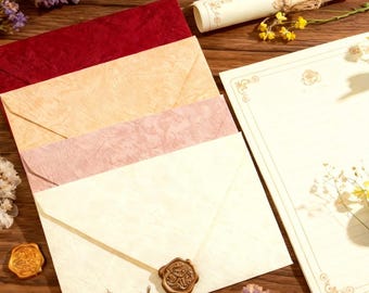 Wooden perfume envelope,Tree shaped envelope stationery set,Retro gift for men and women, love letters,Sealing wax sticker envelope set