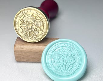 Carimbo de cera retrô com dente-de-leão, decoração personalizada para convite de casamento.