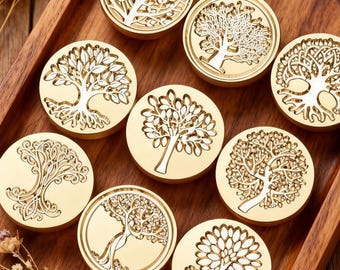 Boom van het leven serie lakzegelstempel, plant messing zegel zegel, lakzegel huwelijksuitnodiging, zegel envelop decoratie, zegel cadeaukaart, zegel cadeaukaart