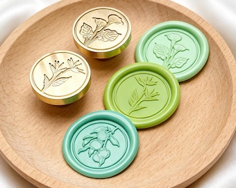 Green Plant Series Wax Seal Stamp,Flower Seal,Decorative Wax Seal for Wedding Invitation,Envelope Sealing,Journaling,Handmade Craft Gifts