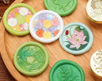 Bloemen messing lakzegelstempel, envelopzegel huwelijksuitnodiging