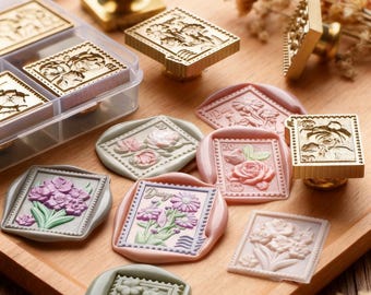 Relief Stamp Series Wax Seal Stamp,Postmark Seal,Flower Seal,Suitable for Wedding invitation/Envelope/Greeting card/Gift DIY