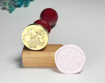 Cherry Blossom Wax Seal Stamp, Custom Wedding Seal