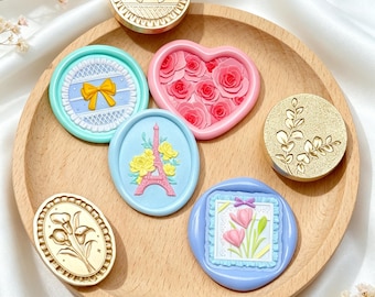 3D Relief Plant Wax Seal Stamp,Flower Seal,Decorative Wax Seal for Wedding Invitation,Envelope Sealing,Journaling,Handmade Craft Gifts