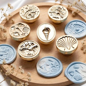 Seashell Wax Seal Stamp,3D Embossed Beach Shell Wax Stamp,Nautical & Coastal Wedding Invitation Sealing Seal,Envelope,Craft Stationery Gift