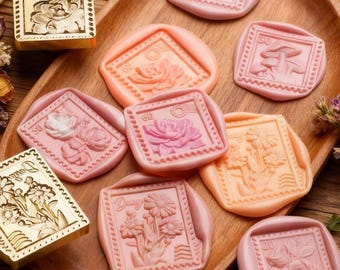 Relief Stamp Series Wax Seal Stamp,Postmark Seal,Flower Seal,Suitable for Wedding invitation/Envelope/Greeting card/Gift DIY