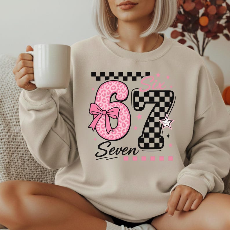 I Survived Six Seven Meme Design, Leopard Checkerboard PNG (digital