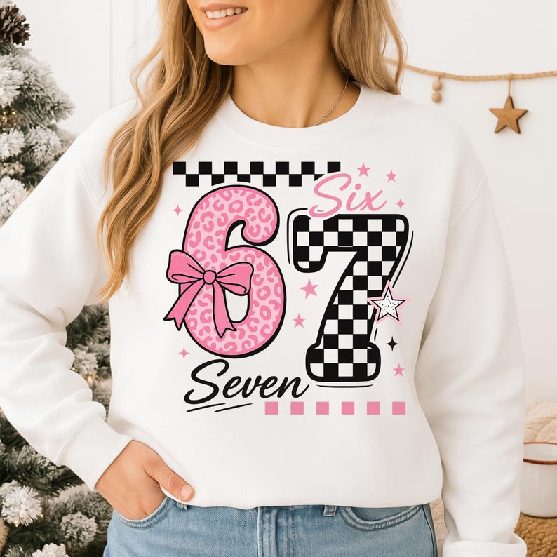 I Survived Six Seven Meme Design, Leopard Checkerboard PNG (digital