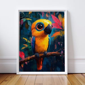 Parrot Poster for Kids Room – Colorful Jungle Animal Print – Wall Art for Girls & Boys – StudioLunali free shipping