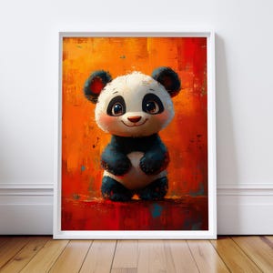 Panda poster for children&#39;s rooms - Cute panda bear - Animal picture for boys and girls - Wall decoration in A2 and B2 - Free shipping