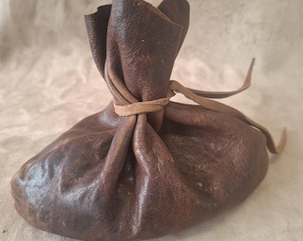Pochette à cordon en cuir de chèvre faite main : style Renaissance médiévale