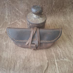 Handmade Medieval Leather Coin Pouch – Historical Crazy Horse Leather Purse, Bushcraft Folding Pouch,