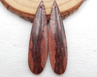 Popular jewelry,Handmade Natural Howlite,Obsidian Intarsia Gemstone Earrings,21x2mm,4.2g T3556
