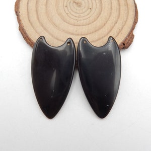New Obsidian Gemstone Earring, Double Hole Gemstone Earring Pair, 42x22x4mm, 9.6g