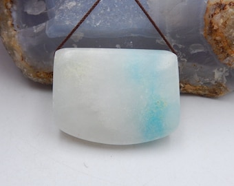 Natural Hemimorphite Side Drilled Gemstone Pendant Bead, 41x32x13mm, 33.7g-W0808