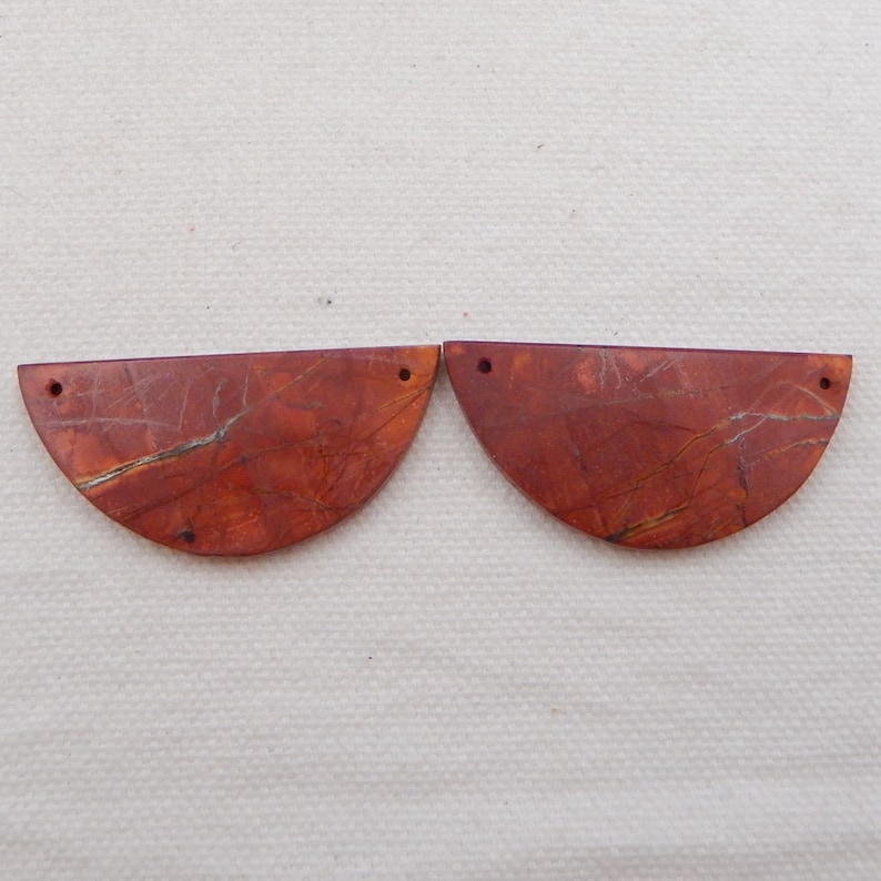 Multi-Color Picasso Jasper Pair Earring,Double Hole,Red Earring,42x20x3mm customized product,natural stones cannot have the same texture