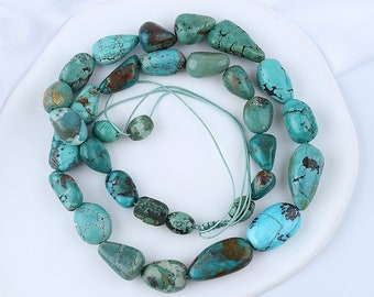 New Arrival! Natural Turquoise Necklace,Turquoise Bead Strands Handmade Gemstones,Lucky Stone, Adjustable Necklace,-JJ254