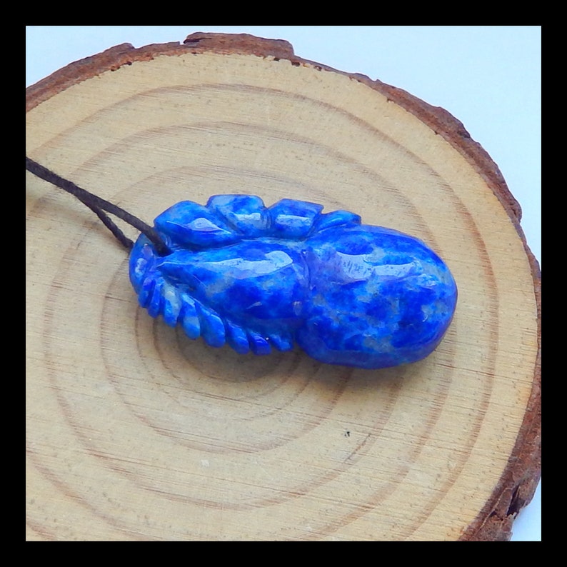 Carved Lapis Lazuli Gemstone Pendant 32x16x9mm,7.7g-h9993