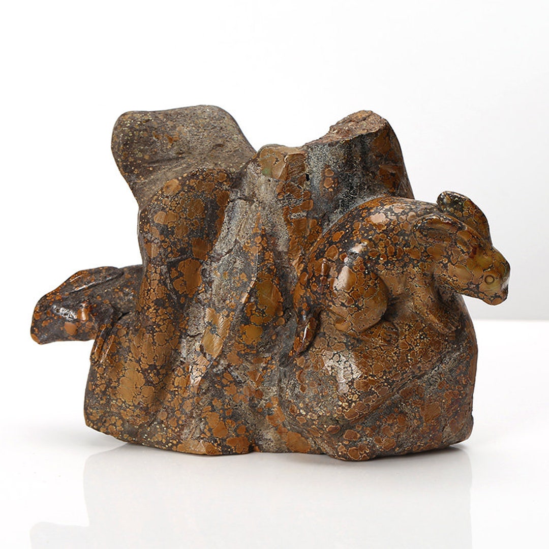 New Arrival !!! Carved Yellow Picasso Jasper Gemstone Rabbit