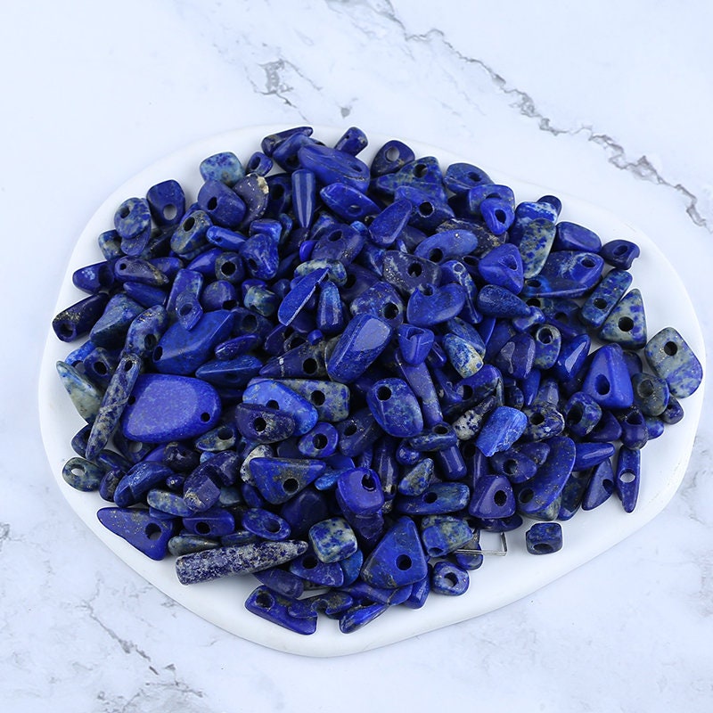 10g Natural Lapis Lazuli Chip Stones, Nuggets, Tumbled, Drilled Bead
