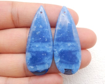 Hot Sale Blue Onyx Teardrop Earrings Bead, Stone For Earrings making, 41x17x4mm, 9.3g-W13383