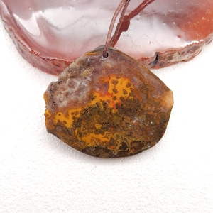 New Nugget Warring States Red Agate Gemstone Pendant, Gemstone For Jewelry Cabochon Making, 40x45x4mm, 13.1g-W13261
