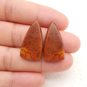 Natural Warring States Red Agate Gemstone Cabochon Piar, 25x13x3mm, 3.8g-W18990