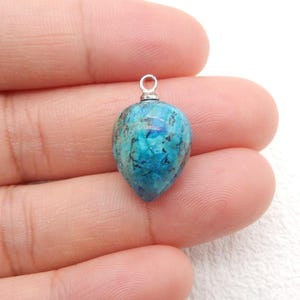 New Natural Chrysocolla Gemstone Pendant Bead, Gemstone For Jewelry Cabochon Making, 15x12mm, 2.7g-W18151