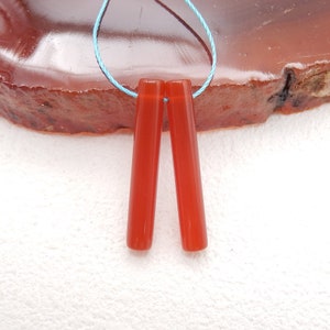 Hot Sale Red Agate Tube Gemstone Earrings Bead, 25x4mm, 1.5g