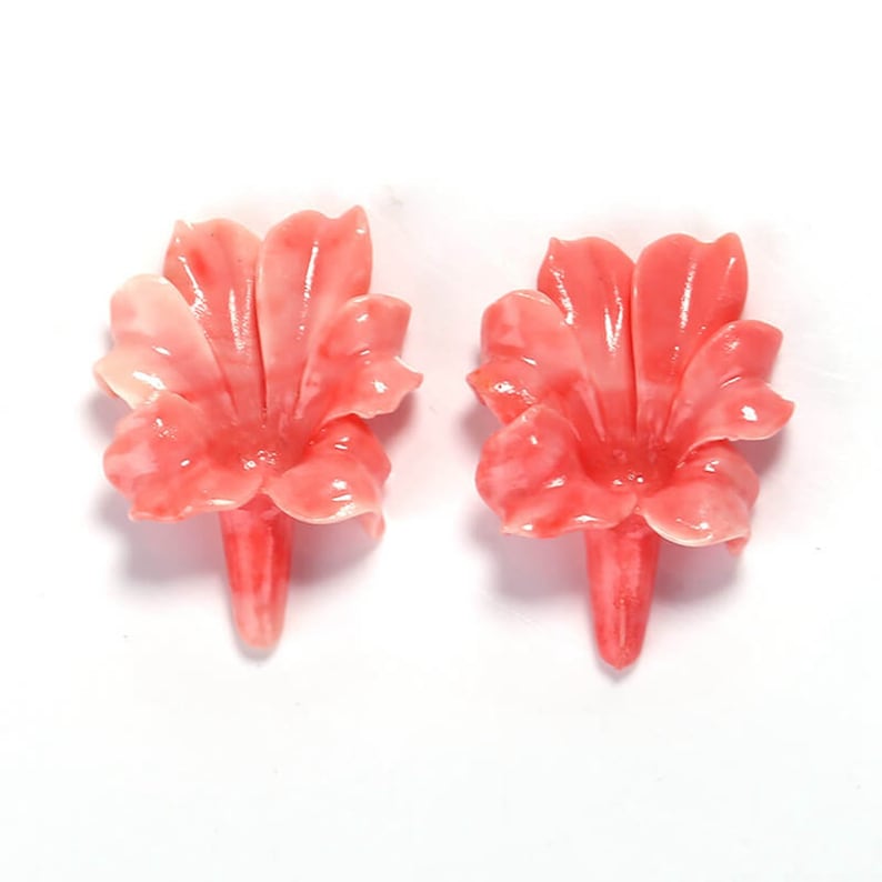 H7124 5.2g Pink Conch Shell Carved Flowers Earrings,33x25x9mm