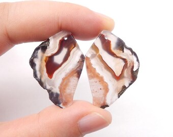 New Nugget Agate Gemstone Earrings Stone Pair, stone for earrings making, 30x22x3mm, 7.3g-W20726