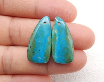 New Natural Blue Opal Gemstone Earrings Bead, 23x11x4mm, 3g-W13374