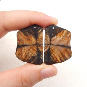 New Nugget Chiastolite Gemstone Earring, Natural Stone, 32x22x3mm, 10.7g-W18942