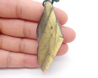 New Nugget Labradorite Gemstone Pendant, 62x23x7mm, 12.8g-W26734