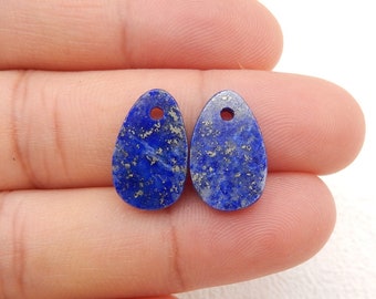 Hot Sale Lapis Lazuli Gemstone Earrings Bead, stone for earrings making, 15x9x2mm, 1.3g-W12959