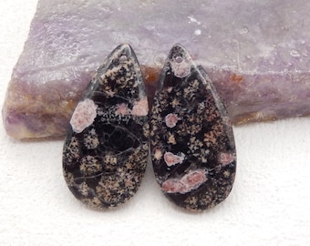 Hot Sale Snow Flake Jasper Teardrop Earrings Bead, Stone For Earrings Making, 31x16x6mm, 6.3g-W12281