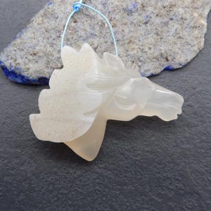 New Arrival! Carved Agate Horse Head Gemstone Pendant, 39x51x13mm, 33.7g-BTF596