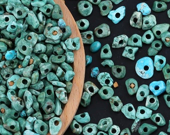 10g Natural Turquoise  Chip Stones, Nuggets, Tumbled, Drilled Bead