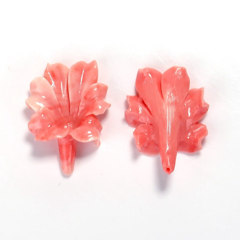 H7124 5.2g Pink Conch Shell Carved Flowers Earrings,33x25x9mm