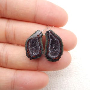 New Arrival! Natural Drusy Agate Gemstone Earrings, Geode, Dangle Earrings, 18x11x6mm, 2.3g-wg205-13