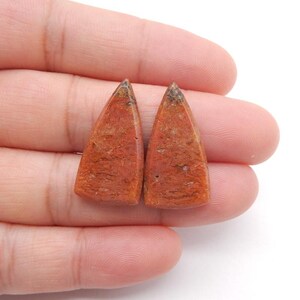 Natural Warring States Red Agate Gemstone Cabochon Piar, 25x13x3mm, 3.7g-W21399